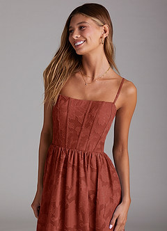 Delphina Terracotta Midi Dress image2