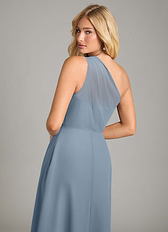 Azazie Phaedra Bridesmaid Dresses Dusty Blue A-Line One Shoulder Chiffon Dress image6