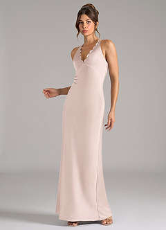 Azazie Tianna Bridesmaid Dresses Blushing Pink A-Line Stretch Satin Dress image3