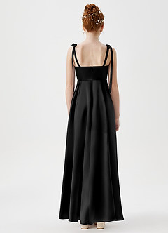 Azazie Rosey Junior Black A-Line Sweetheart Neckline Metallic Satin Dress image7