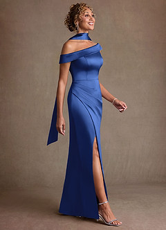 Azazie Kamala Suknie dla Matki Panny Młodej Osłona Jedno ramię Satyna elastyczna Długość podłogi Sukienka image3