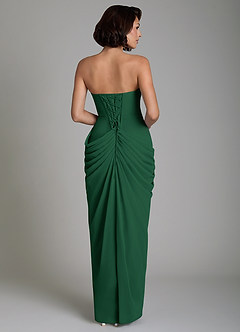 Azazie Nyra Bridesmaid Dresses Dark Green Sheath Corset Chiffon Dress image2