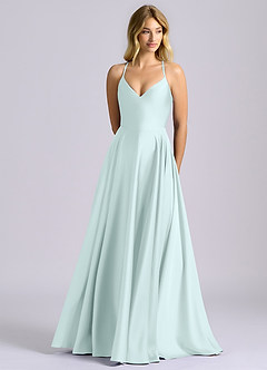 Azazie Truce Bridesmaid Dresses Sea Glass A-Line Stretch Satin Dress image1