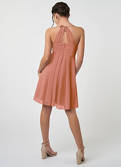 Azazie Ginny Junior A-Linie Plissee Chiffon Kleid Mai Tai image2