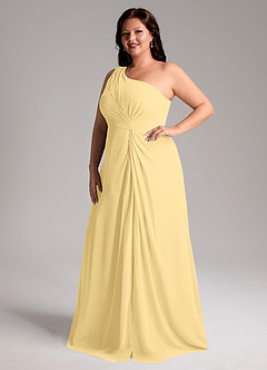 Azazie Brooke Bridesmaid Dresses Butter A-Line One Shoulder Chiffon Dress image11