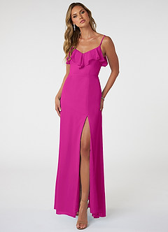 Azazie Natalia Brautjungfernkleider A-Linie Chiffon Kleid Fuchsia image1