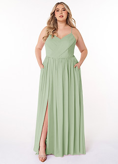 Azazie Cora Bridesmaid Dresses Dusty Sage A-Line Pleated Chiffon Dress image6