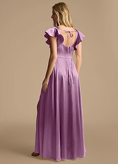 Azazie Bondi Brautjungfernkleider A-Linie Schleifen Metallischer Satin Kleid Blauregen image3