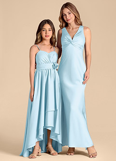 Azazie Catalina Junior Sky Blue A-Line Sweetheart Neckline Stretch Satin Dress image3
