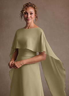 Azazie Marilla Mère de la mariée Robes Robe Trapèze en Mousseline de soie Plissée Vert Mousse image8