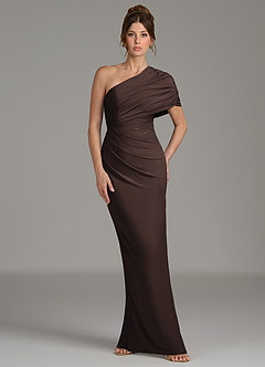 Azazie Essence Bridesmaid Dresses Ganache Sheath One Shoulder Premium Stretch Jersey Dress image4