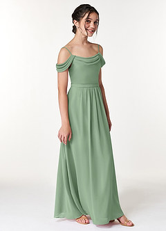 Azazie Alivia Junior Amethyst A-Line Off the Shoulder Chiffon Dress image3