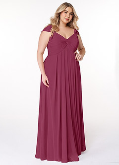 Azazie Kaitlynn Bridesmaid Dresses Mulberry Empire Ruched Chiffon Convertible Dress image12