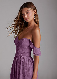 Azazie Denisse Bridesmaid Dresses Wisteria A-Line Ruched Floral Burnout Dress image5