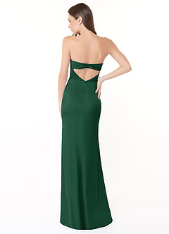 Azazie Leonis Bridesmaid Dresses Dark Green Mermaid Pleated Stretch Satin Convertible Dress image5