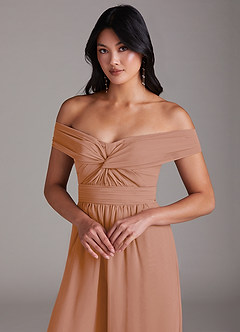 Azazie Lamara Robes de demoiselle d'honneur Combinaison Convertible en Mousseline de soie Épaule décolletée Champagne Rosé image7