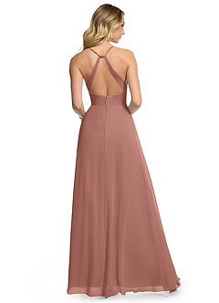 Azazie Davis Brautjungfernkleider A-Linie V-Hals Chiffon Kleid Zedernrose image5
