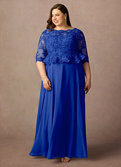 Azazie Averie Mother of the Bride Dresses Royal Blue A-Line Boatneck Sequins Chiffon Dress image13