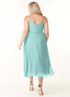 Azazie Clarissa Abiti da Damigella Abito A-Line in Chiffon con Scollo a V Acqua image8