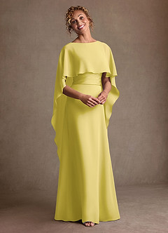 Azazie Marilla Mère de la mariée Robes Robe Trapèze en Mousseline de soie Plissée Canari image6