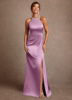 Azazie Lawrence Mother of the Bride Dresses Wisteria A-Line Pleated Stretch Satin Dress image1