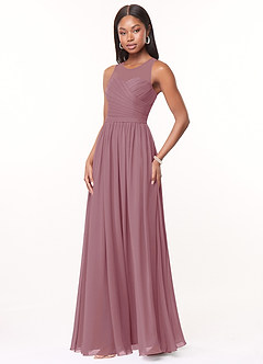 Azazie Nina Bridesmaid Dresses Vintage Mauve A-Line Pleated Chiffon Dress image4