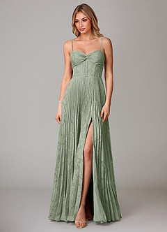 Azazie Akiko Bridesmaid Dresses Agave A-Line Sweetheart Neckline Floral Burnout Dress image3