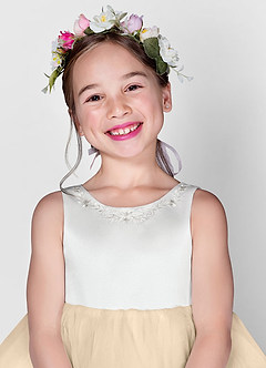 Azazie Redondo Abiti da Ragazza di Fiori Abito Principessa in Tulle Ricamato Champagne image3