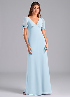 Azazie Pheby Bridesmaid Dresses Sky Blue A-Line Pleated Chiffon Dress image4