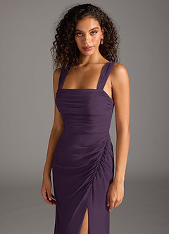 Azazie Jesaphine Bridesmaid Dresses Plum Sheath Bow Chiffon Dress image7