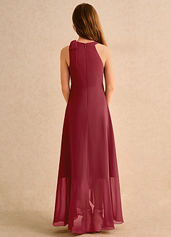 Azazie Boop Girls Formal Flower Girl Dresses Pomegranate A-Line Bow Chiffon Dress image2