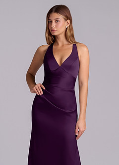 Azazie Amelie Suknie dla druhen Linia A Pofałdowany Satyna elastyczna Do ziemi Sukienka image6