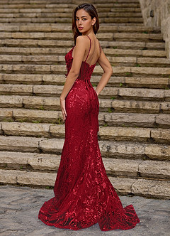 Blazing Red Glitter Prom Dress image3