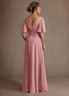 Azazie Milliat Mère de la mariée Robes Robe Trapèze en Mousseline de soie Dentelle Rose Poussiéreuse image3