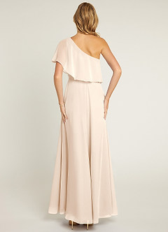 Azazie Lizzy Bridesmaid Dresses White Alabaster A-Line One Shoulder Chiffon Dress image2