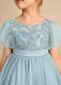 Azazie Queenie Robe Demoiselle D'honneur Fillette Robe Trapèze en Dentelle Brume image4