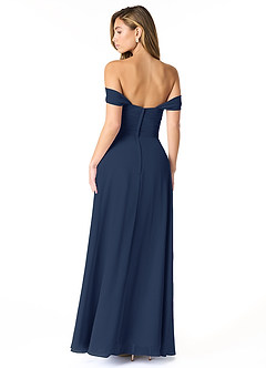 Azazie Kaitlynn Bridesmaid Dresses Dark Navy Empire Ruched Chiffon Convertible Dress image3