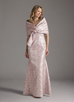 Azazie Elanor Abiti per la Madre della Sposa Abito Sirena in Jacquard 1 Plissettato Rosa Polverosa image1
