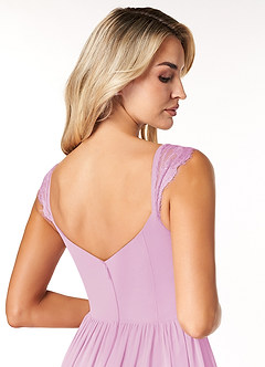 Azazie Cleobella Brautjungfernkleider A-Linie Herzchen Spitze Chiffon Kleid Bonbonrosa image7