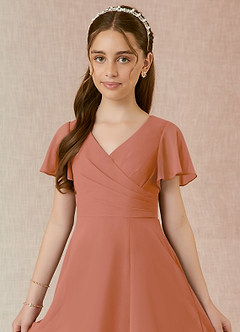 Azazie Induh Junior MAI TAI A-Line Ruched Chiffon Dress image4