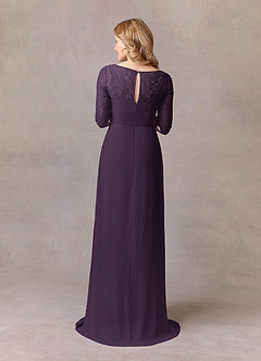 Azazie Leonine Kleider für die Brautmutter A-Linie Schaufel Spitze Chiffon Kleid Pflaume image5