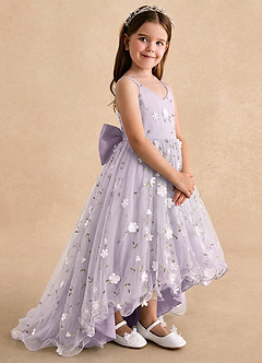 Azazie Celia vestidos de niña de las flores Vestido Lila Esmerilada de Tul de Línea A con Tirantes finos image3