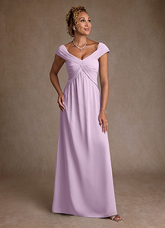 Azazie Myrtle Mother of the Bride Dresses Frosted Lilac A-Line Pleated Chiffon Dress image1