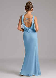 Azazie Rylina Bridesmaid Dresses Steel Blue Mermaid Pleated Chiffon Dress image6