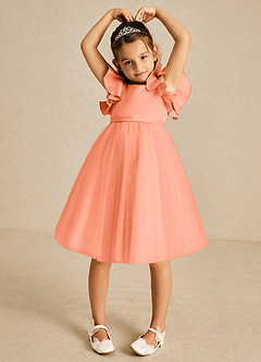 Azazie Kaeya Flower Girl Dresses Sunset A-Line Bow Tulle Dress image3