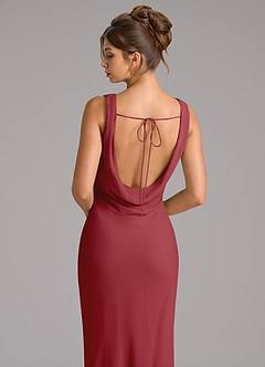 Azazie Rylina Bridesmaid Dresses Pomegranate Mermaid Pleated Chiffon Dress image2