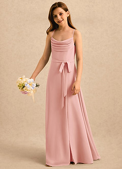 Azazie Jasslyn Girls Formal Sukienki dla dziewczynek sypiących kwiaty Linia A Pofałdowany Szyfon Długość podłogi Sukienka image3
