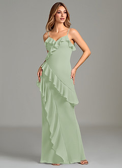 Azazie Danny Bridesmaid Dresses Dusty Sage Mermaid Ruched Chiffon Dress image5