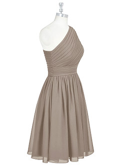 Azazie Katrina Bridesmaid Dresses Taupe A-Line One Shoulder Chiffon Dress image8