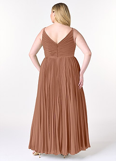 Azazie Raychelle Jurken voor bruidsmeisjes Jurk van Chiffon met A-Lijn V-hals Bronzeertint image8